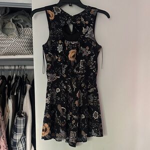 Floral Black Sleeveless Dress